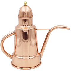 Handcrafted Copper Olive Oil Dispenser with Long Spout and Decorative Top