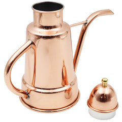 Handcrafted Copper Olive Oil Dispenser with Long Spout and Decorative Top