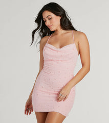 Own the dance floor in the Keira Faux Pearl Strappy Open-Back Mini Dress, a feed-worthy pink prom dress that makes every move, post, and memory seriously unforgettable.