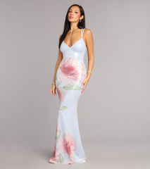 Own Prom 2026 in the Chance Floral Sequin Mermaid Formal Dress,  a blue prom dress designed with a flattering silhouette and elevated details that feel modern and true to your style.