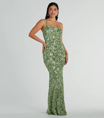 Own every entrance in the Meredith One-Shoulder Sequin Formal Dress, a sage green party dress perfect for milestone birthdays, homecoming dances, and unforgettable bachelorette celebrations.