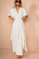 Noah Cream Polka Dot Cut Out Midi Dress