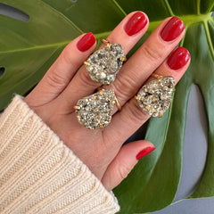 Peruvian pyrite pear drop ring