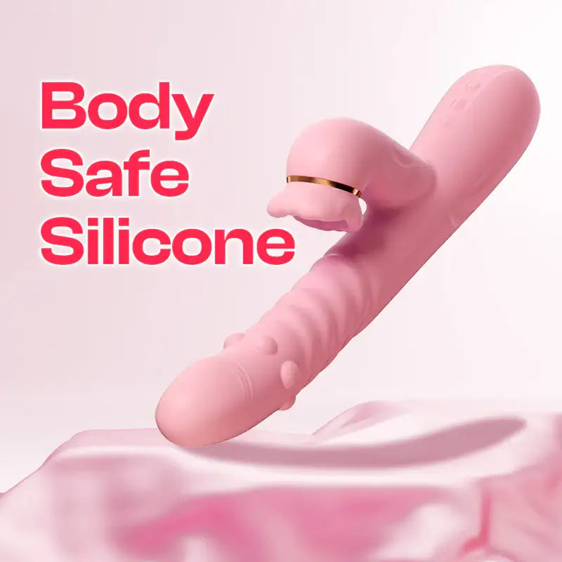 Pink Indulge - Thrusting Dual Vibrator with Suction - Frisky Business Adult Sex Toys Shop