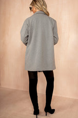 Reese Grey Herringbone Longline Jacket