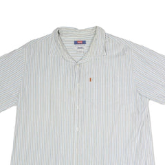 LEVI'S Mens White & Blue Stripe Short Sleeve Shirt XL Casual Cotton Blend