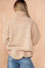 Abbey Oatmeal Quarter Zip Teddy Sweatshirt