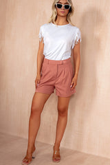 Beverly Blush Linen Highwaist Shorts