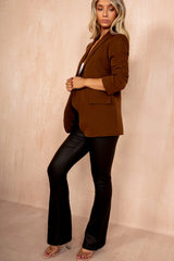Maxine Chocolate Ruched Sleeve Blazer