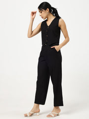 Black - Linen Blend Waistcoat