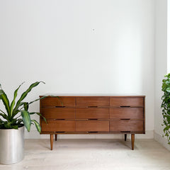 Mid Century Low 9 Drawer Dresser - Formica Top
