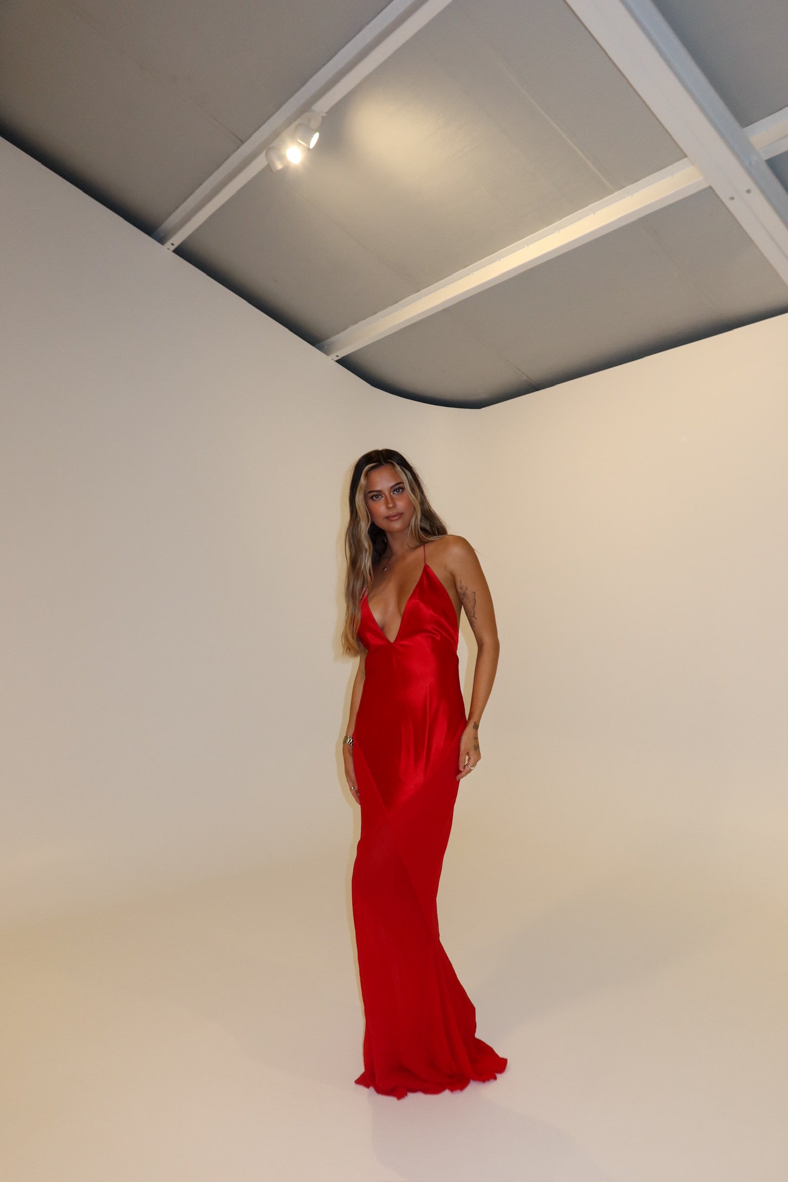 Rat and Boa Lotus Slip Gown Red shortandsweethire