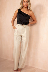 Calista Stone Belted Wide Leg Trousers