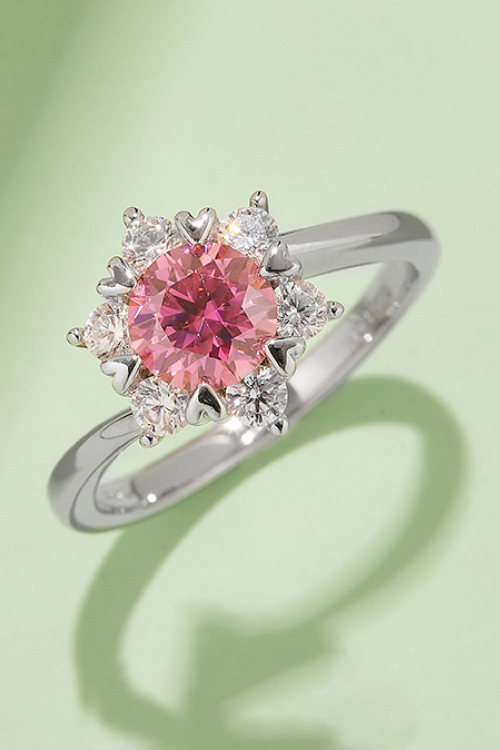 1 Carat Moissanite 925 Sterling Silver Heart Cluster Ring - Multiple Colors