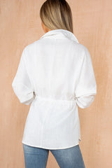 Lyra White Linen Drawstring Shirt