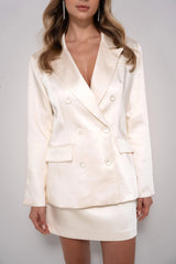 Cadee Ivory Satin Mini Skirt