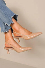 Hayden Nude Patent Slingback Heels