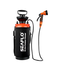 Seaflo Tragbare Campingdusche für den Außenbereich mit manuellem Betrieb, 8 l, mit 1,3 m/4,27 Fuß Schlauch - Seaflo Online Shop