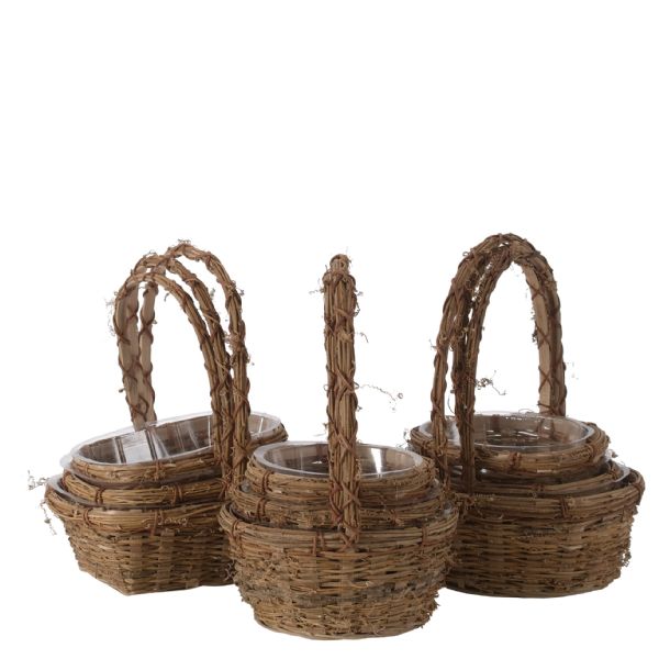 1-885R/3 (27576) - 5"-8" Vine Basket, Asst Round/Oval/Rectangle, 3/Set