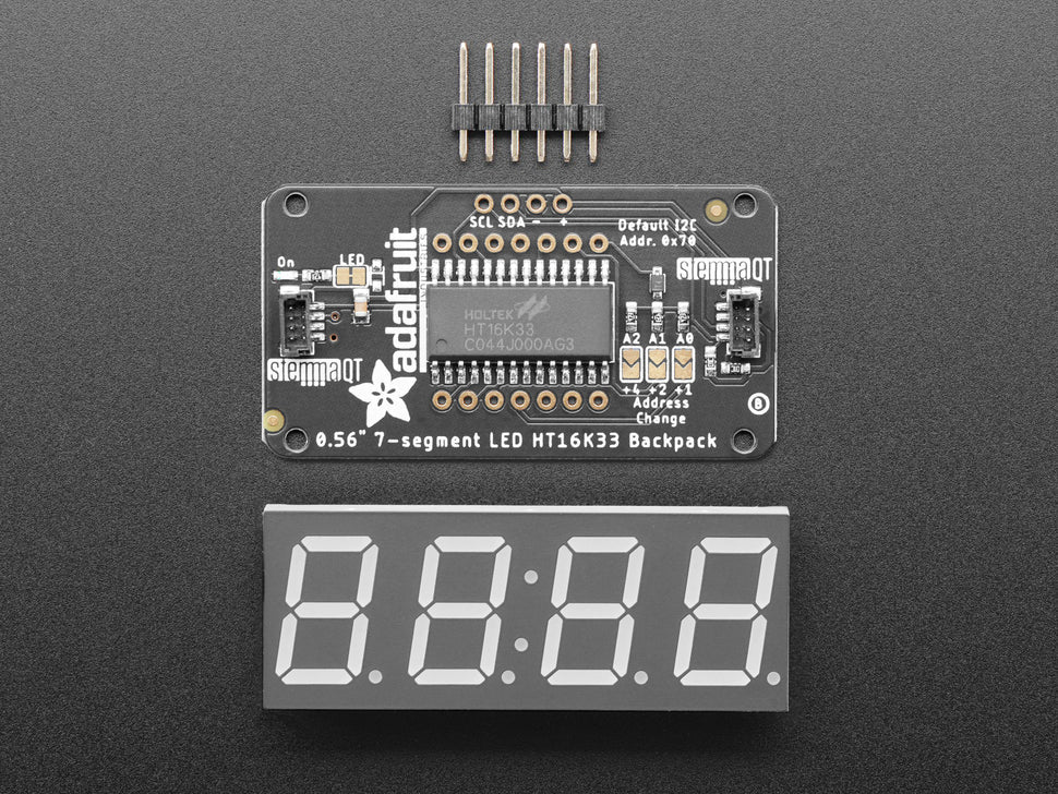 Adafruit 0.56" 4-Digit 7-Segment Display w/I2C Backpack - White - STEMMA QT / qwiic