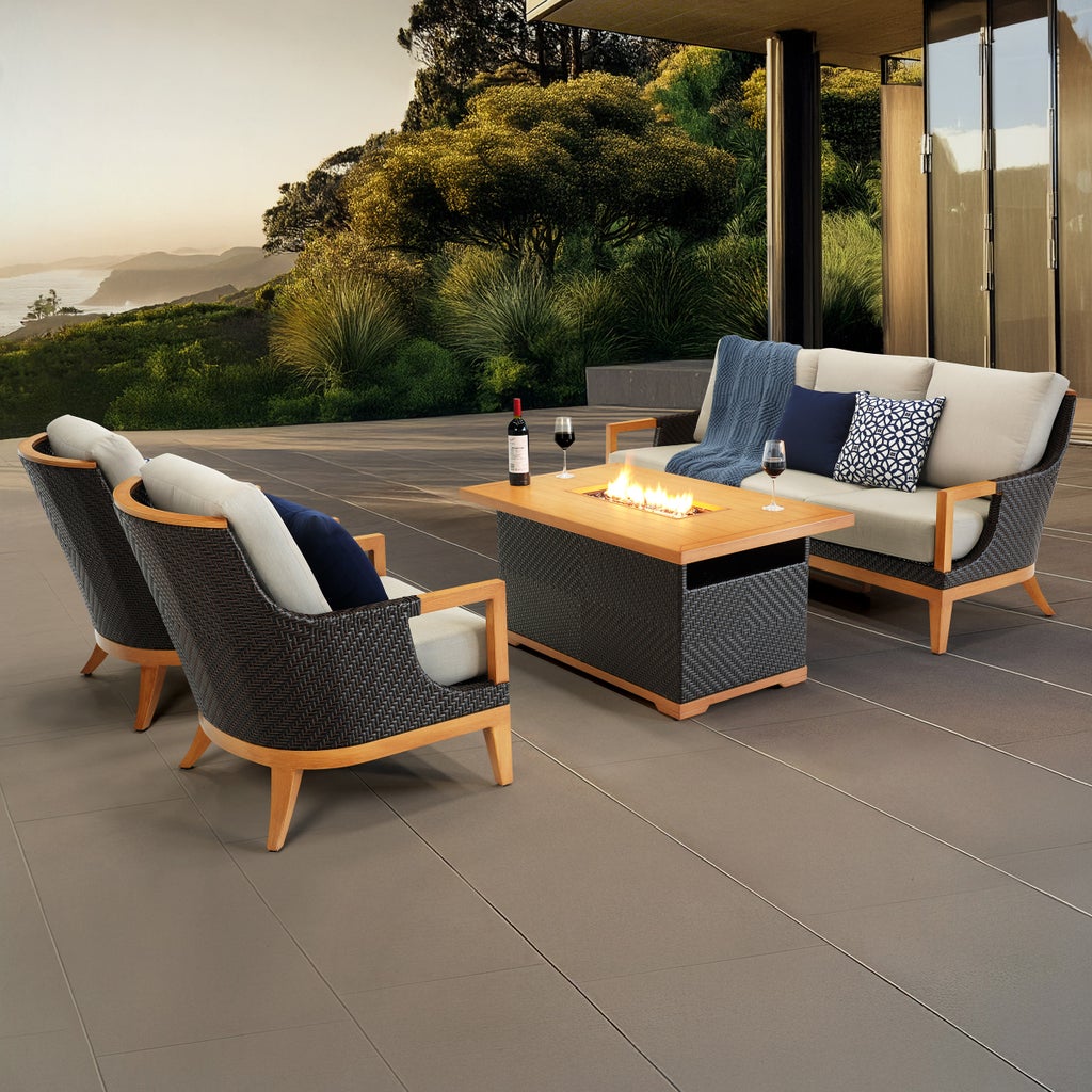 Galina 4-piece Fire Outdoor Patio Seating Set