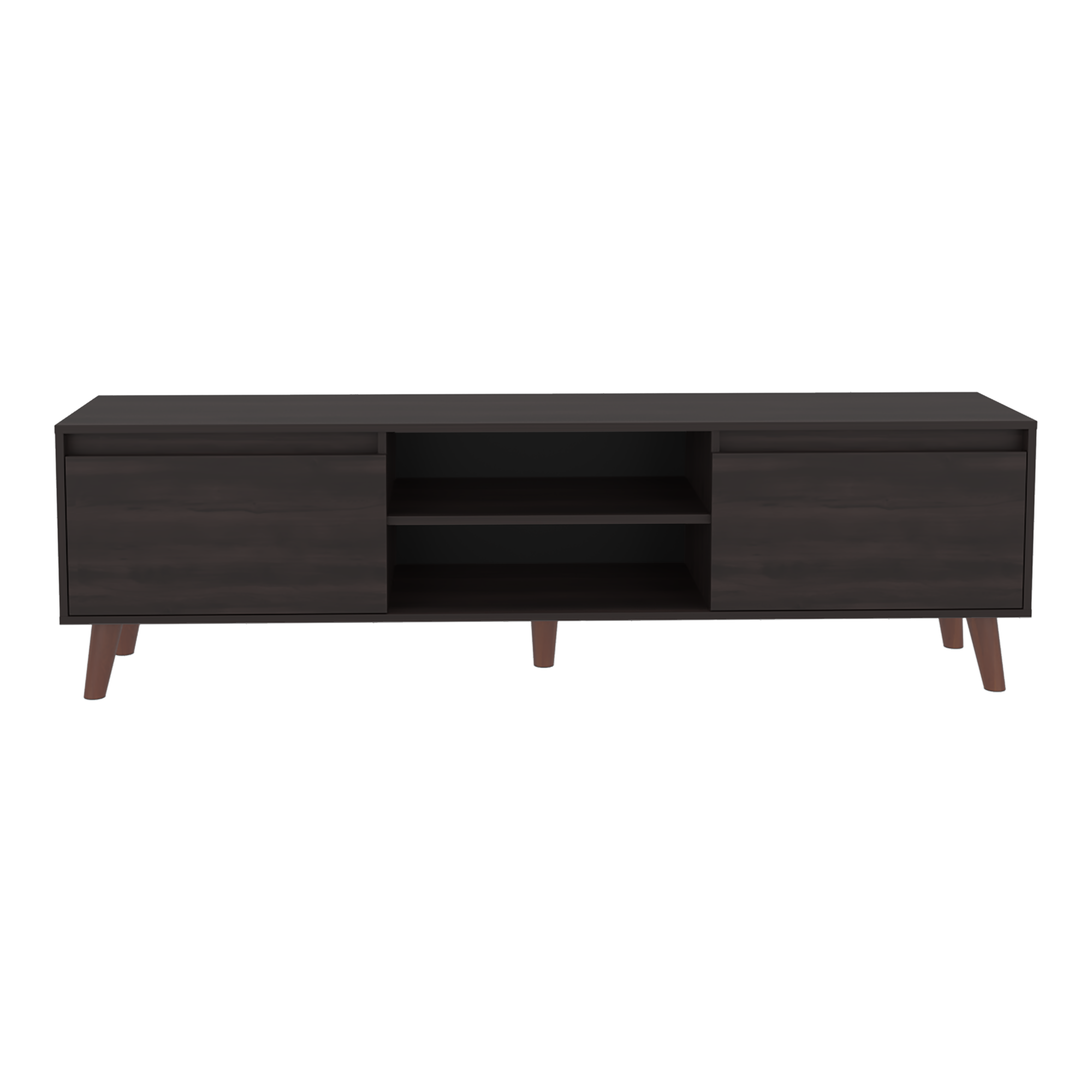 Rack de TV Polaris Nogal 180x52cm para TV Hasta 75 Pulgadas con Cuatro Compartimientos - MUEBLES DE TV | Bylmo