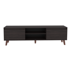 Rack de TV Polaris Nogal 180x52cm para TV Hasta 75 Pulgadas con Cuatro Compartimientos - MUEBLES DE TV | Bylmo