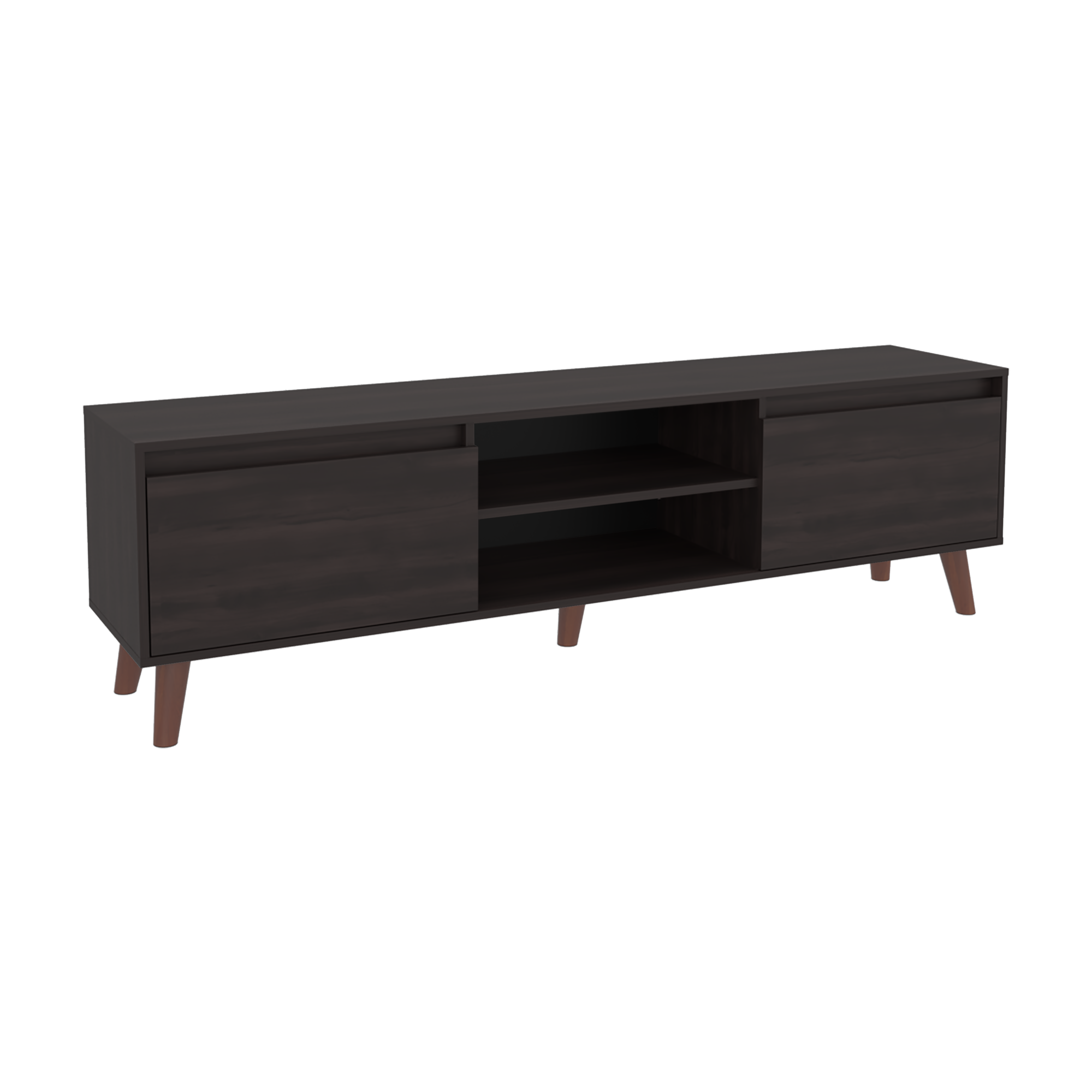 Rack de TV Polaris Nogal 180x52cm para TV Hasta 75 Pulgadas con Cuatro Compartimientos - MUEBLES DE TV | Bylmo