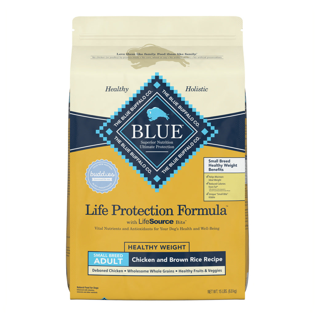Blue Buffalo Life Protection Healthy Weight Small Breed Chicken & Brown Rice Adult Dry Dog Food, 15 lb