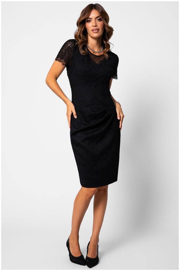 Jody Lace Cocktail Dress in Black. Cocktail dress. Fitted V-Neck Little Black Lace.