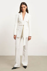 Wide Leg Suit Trousers - White