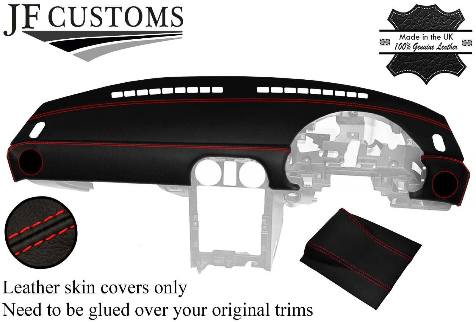 RED STITCH DASH DASHBOARD KIT LEATHER COVERS FOR MAZDA MX5 MK1 NA MIATA 89-97