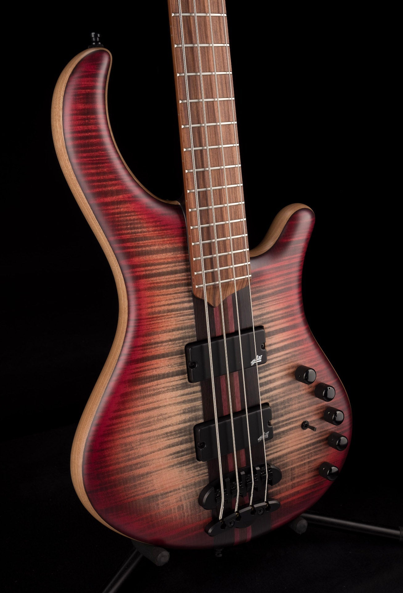 Mayones Patriot Classic 4 Flame Top Bass Satine Transparent Jeans Black 3-Tone Red Burst