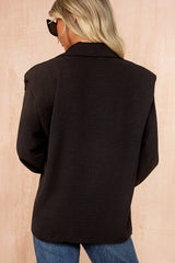Glenda Black Shoulder Pad Oversized Shirt
