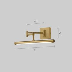 Foldable Brass Tube Vanity Sconce Light Antiqued Metal Powder Room LED Wall Lamp