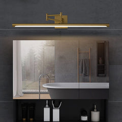 Foldable Brass Tube Vanity Sconce Light Antiqued Metal Powder Room LED Wall Lamp