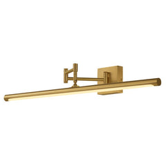 Foldable Brass Tube Vanity Sconce Light Antiqued Metal Powder Room LED Wall Lamp