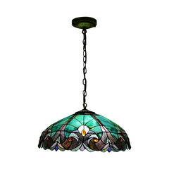 Tiffany Pendant Lighting Stained Glass 18" Wide Hanging Light with Adjustable Chains for Living Room