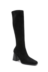 Natalie Black Suedette Knee High Boots