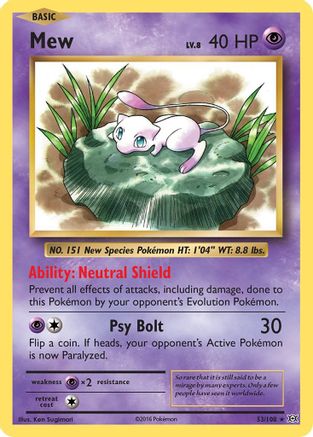 Mew 053/108/108 - Reverse Holofoil XY  Evolutions - Holo Rare
