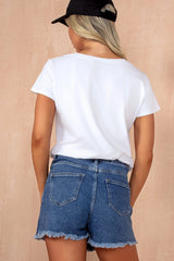 Brianna Blue Denim Button Front Skort