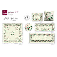 Tovaglia WINTER BERRIES, uni, Gobelin Jacquard, 100x100 cm