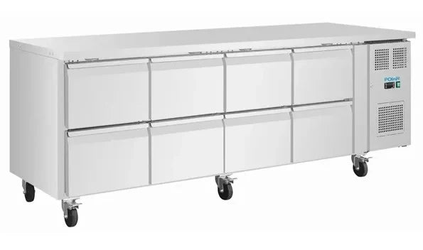 Table réfrigérée Polar Série U 8 tiroirs 616 litres sur roulettes