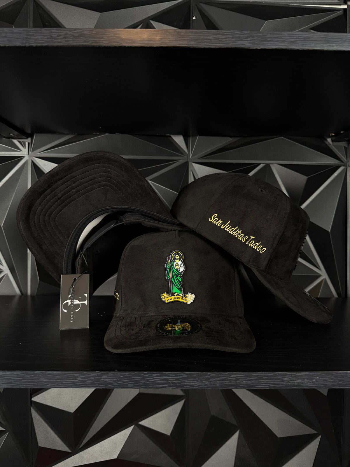 Exclusive caps san judas Tadeo SnapBack  hat Black Suede