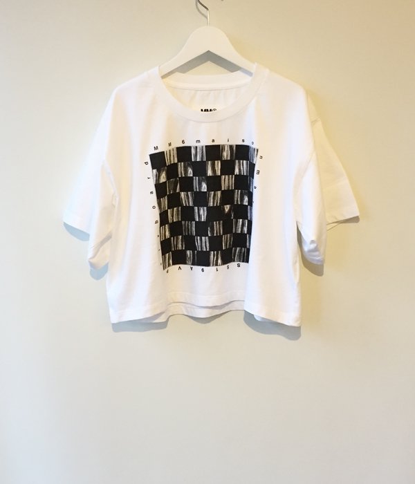 MM6 MAISON MARGIELA/CHECKERS PRINTED SHORT TEE(WHITE)