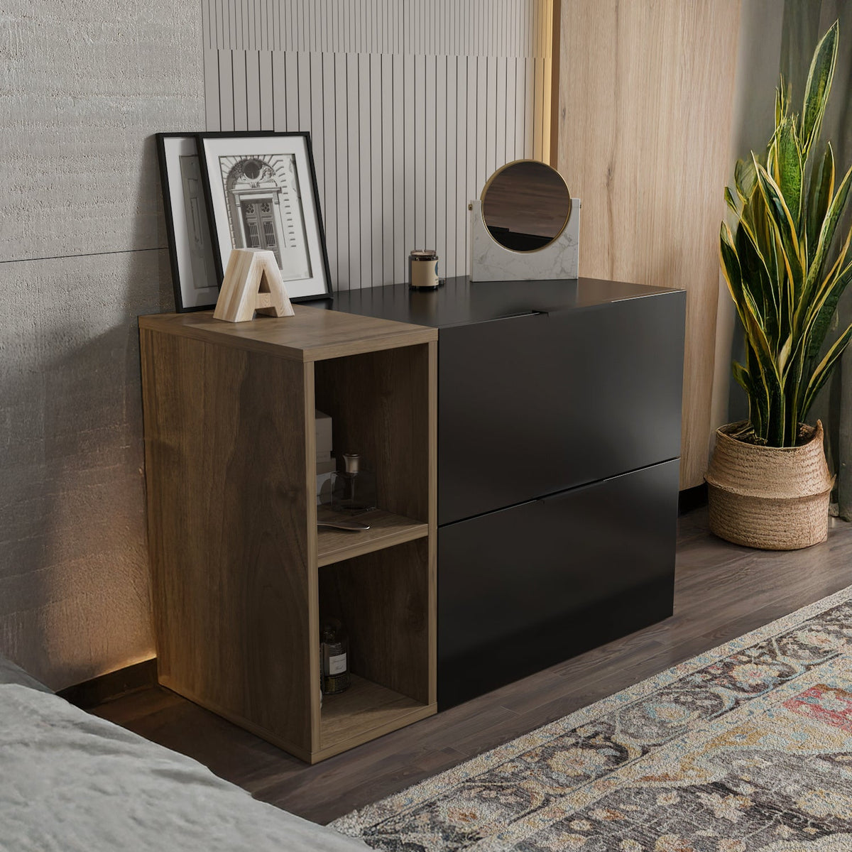 Opheus Modular 2-Drawer Dresser with Open Shelves