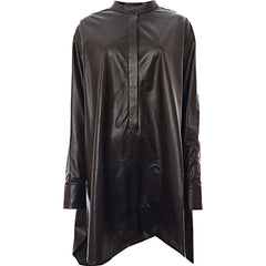 Loewe Womens Nappa Leather Chain Detail L/S Shirt Dress in Black