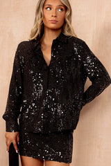 Emiliana Black Sequin Mini Skirt