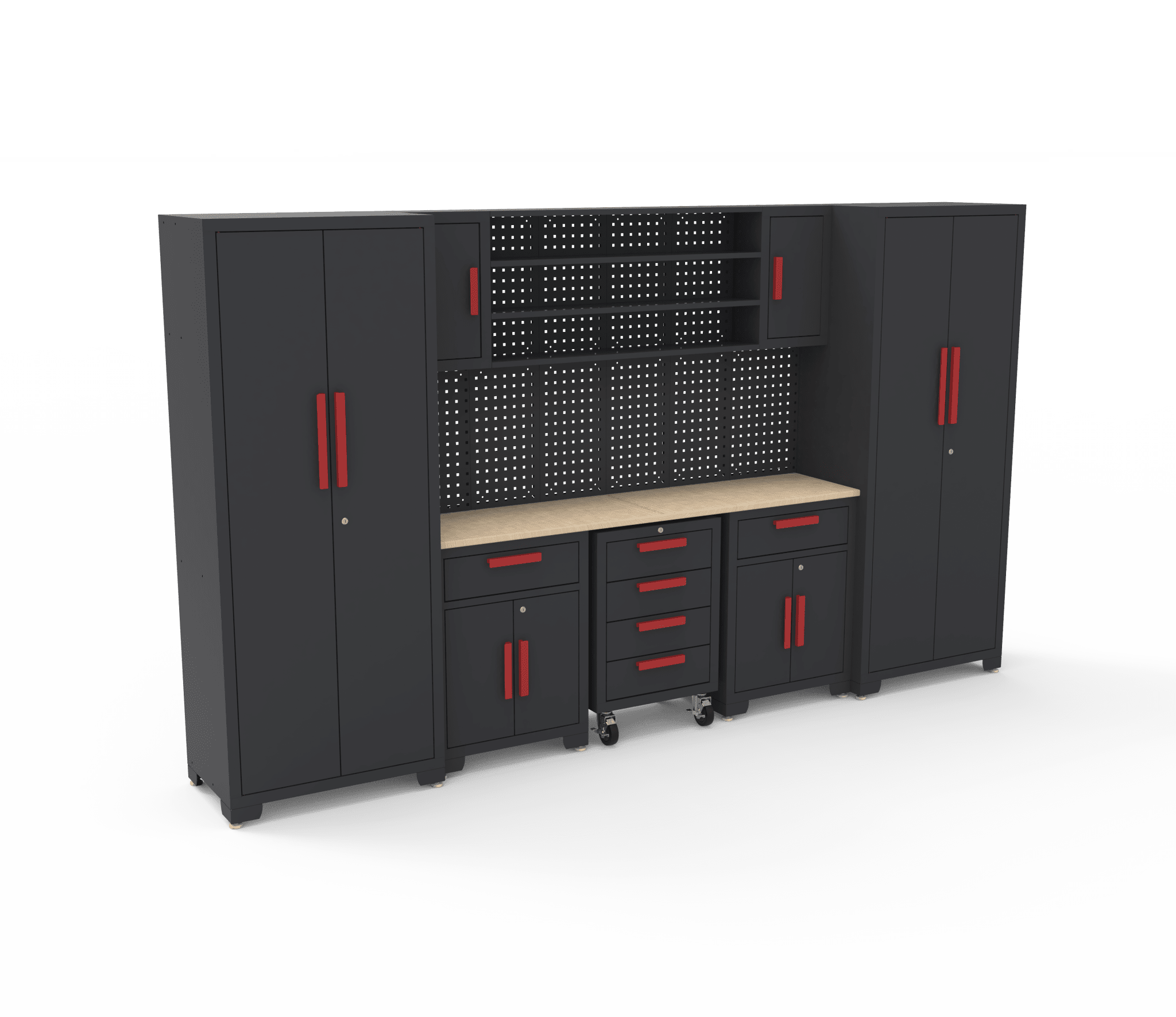 16 PCS Garage Tool Bench Cabinet Set – Heavy - Duty Steel Storage System with Wood Worktop 206103 - with | Sold by Uncle Wiener's Wholesale