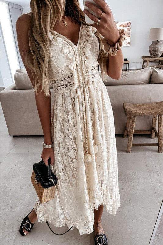 Boho Summer Lace Maxi Dress
